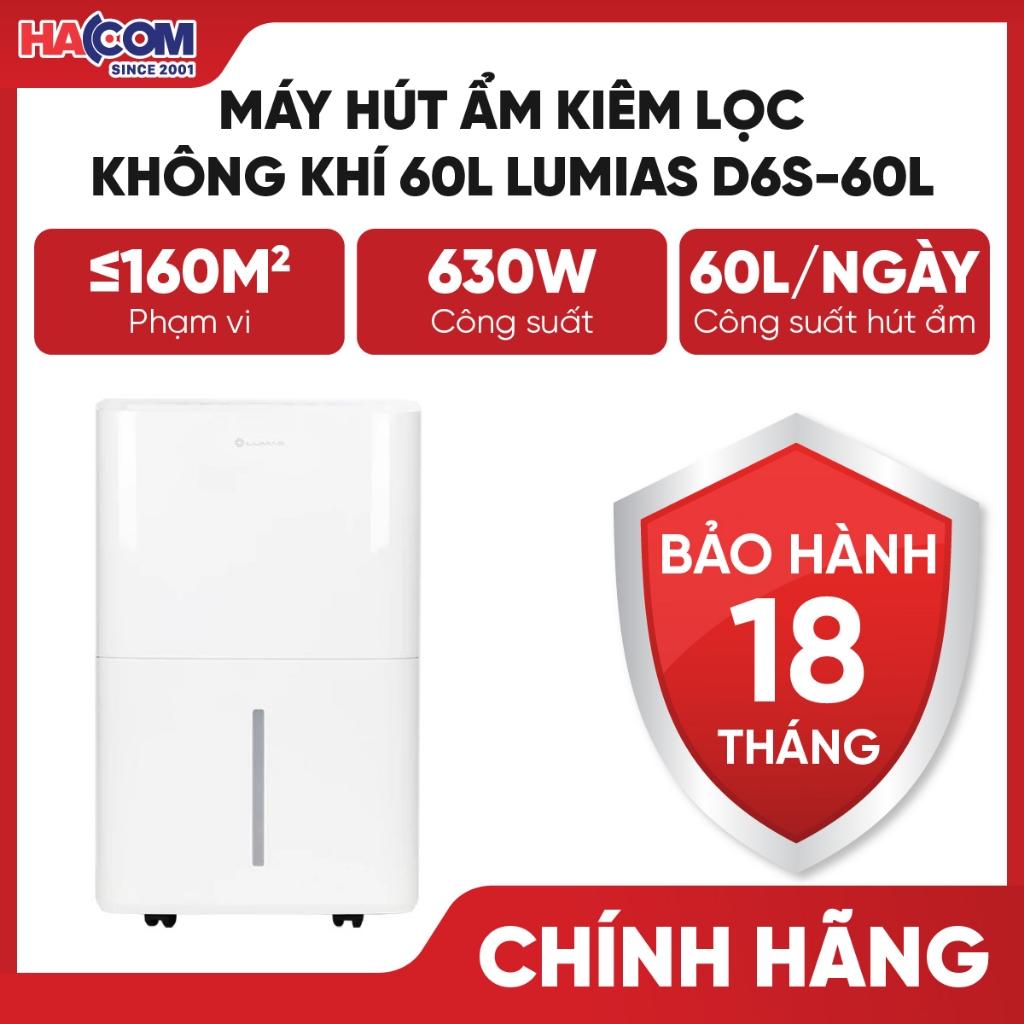 Máy hút ẩm kiêm lọc không khí 30L Lumias D6S-30L/D6S-60L