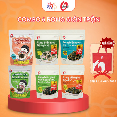 [O'FOOD VN] - TẶNG NGAY 1 TÚI VẢI, COMBO 6 GÓI RONG BIỂN GIÒN TRỘN O'FOOD MIX 6 VỊ 40G & 30G