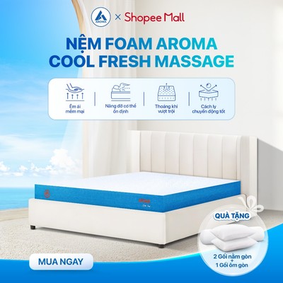 Nệm Foam Aroma Cool Fresh Massage Công Nghệ Vải Lạnh Cool Fresh, Đệm Foam Nâng Đỡ Thư Giãn Cột Sống