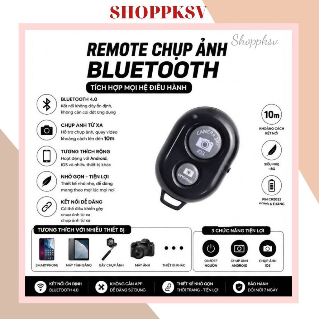 Nút Chụp Ảnh, Quay Video Bluetooth VT22