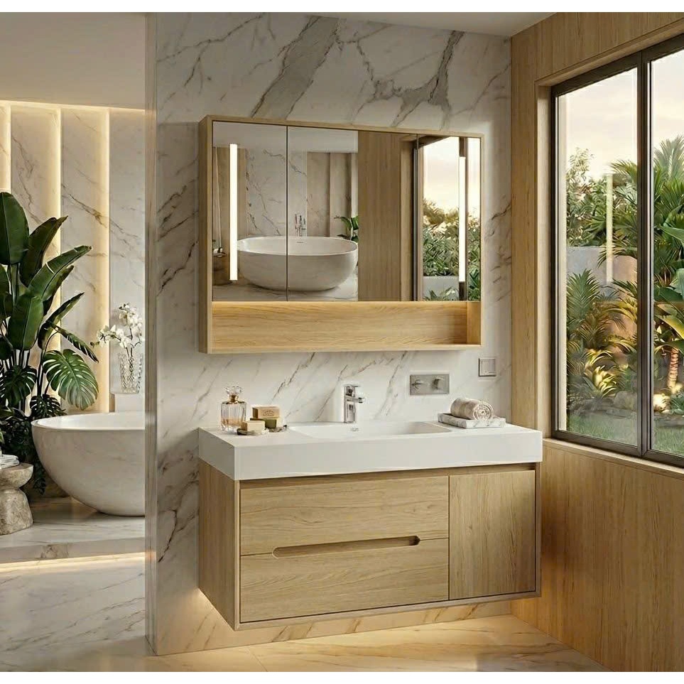 Tủ lavabo PVC Vân gỗ picomat