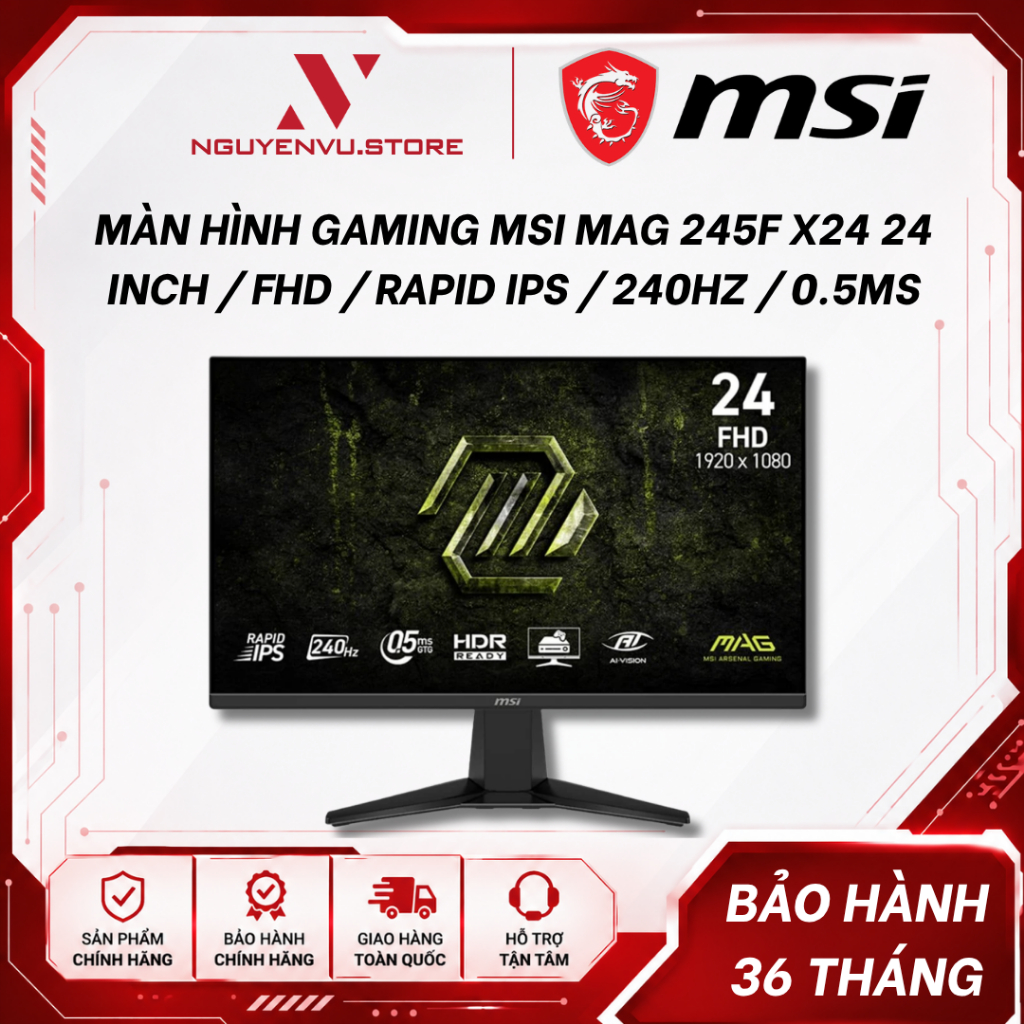 Màn Hình Gaming MSI MAG 245F X24 24 inch / 272F X24 27 inch (FHD / Rapid IPS / 240Hz / 0.5ms) - Hàng