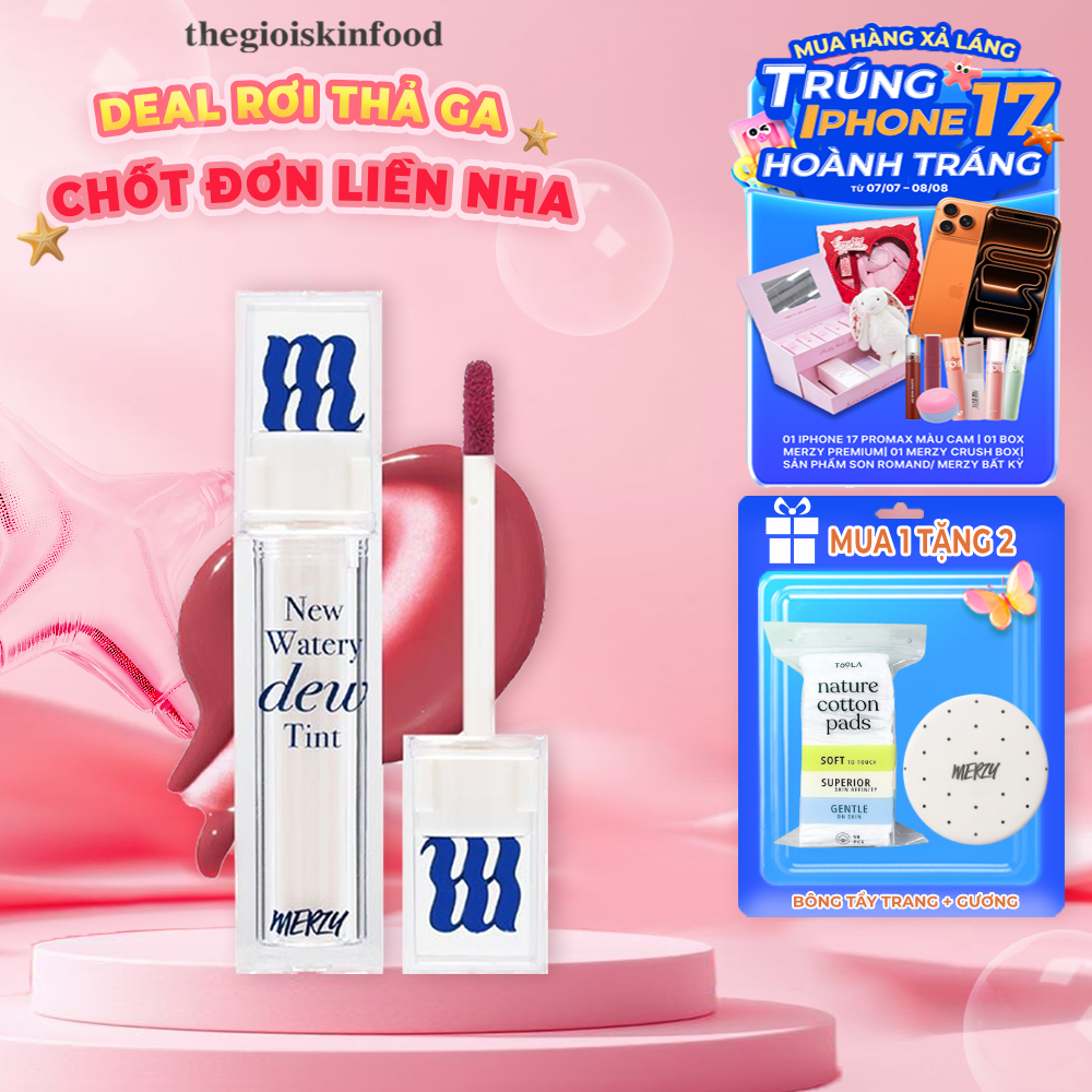 [Merzy New Dew] Son tint bóng Merzy dạng thạch, lâu trôi cho môi ẩm mịn Hàn Quốc The Watery Dew Tint