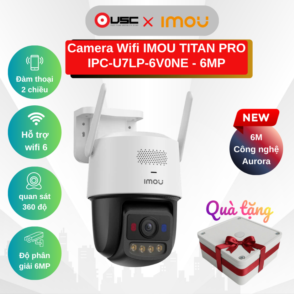 Camera Wifi IMOU TITAN PRO IPC-U7LP- 6MP 3K+ Công nghệ Aurora đêm sáng như ngày không cần led
