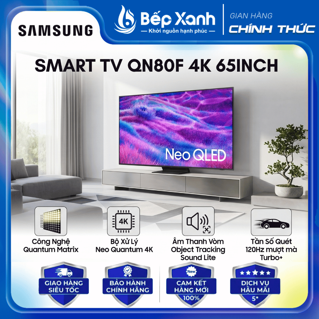 [CHÍNH HÃNG] Smart Tivi 65 inch Neo QLED Samsung AI 4K QA65QN80F