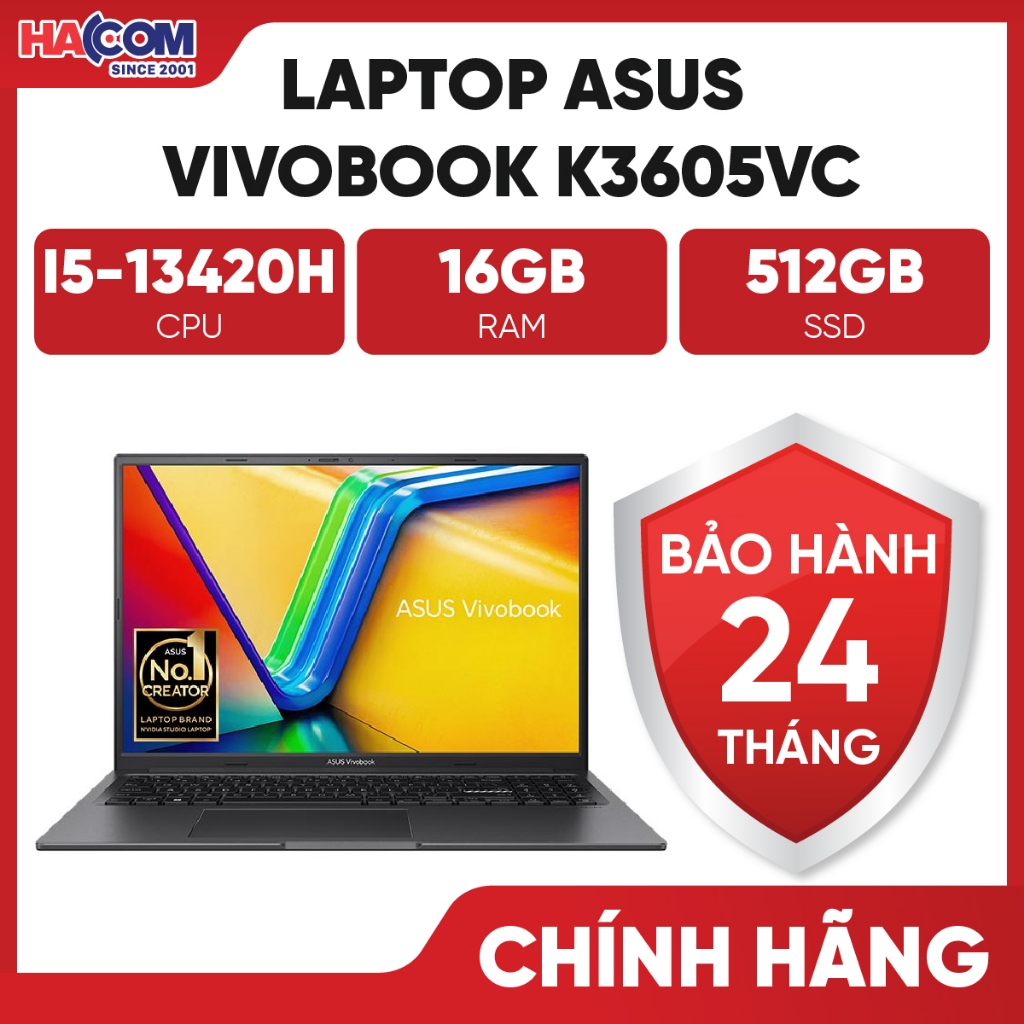 Laptop Asus Gaming Vivobook K3605VC-RP431W (i5 13420H/16GB RAM/512GB SSD/16 WUXGA/RTX3050 4GB/Win11/