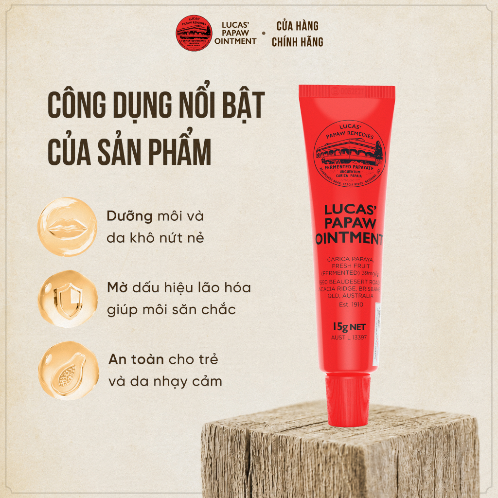 Combo 2 Tuýp Son Dưỡng 15G Đu Đủ Lucas Papaw - Dưỡng Môi Mềm Mịn, Giảm Khô Nứt Môi & Gót Tay Chân | BigBuy360 - bigbuy360.vn