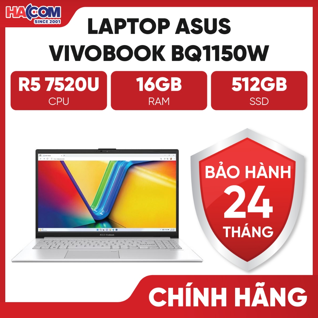 Laptop Asus VivoBook E1504FA-BQ1150W (R5 7520U/16GB/512GB/15.6" FHD/Win11) - BH 24 Tháng HACOM PC