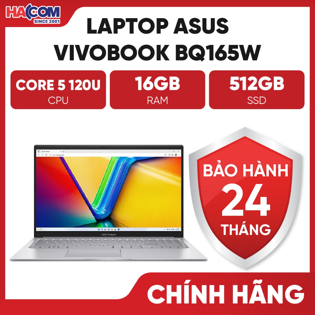 Laptop Asus VivoBook X1504VA-BQ165W (Core 5 120U/16GB RAM/512GB SSD/15.6 FHD/Win11/Bạc) BH 24 THÁNG,