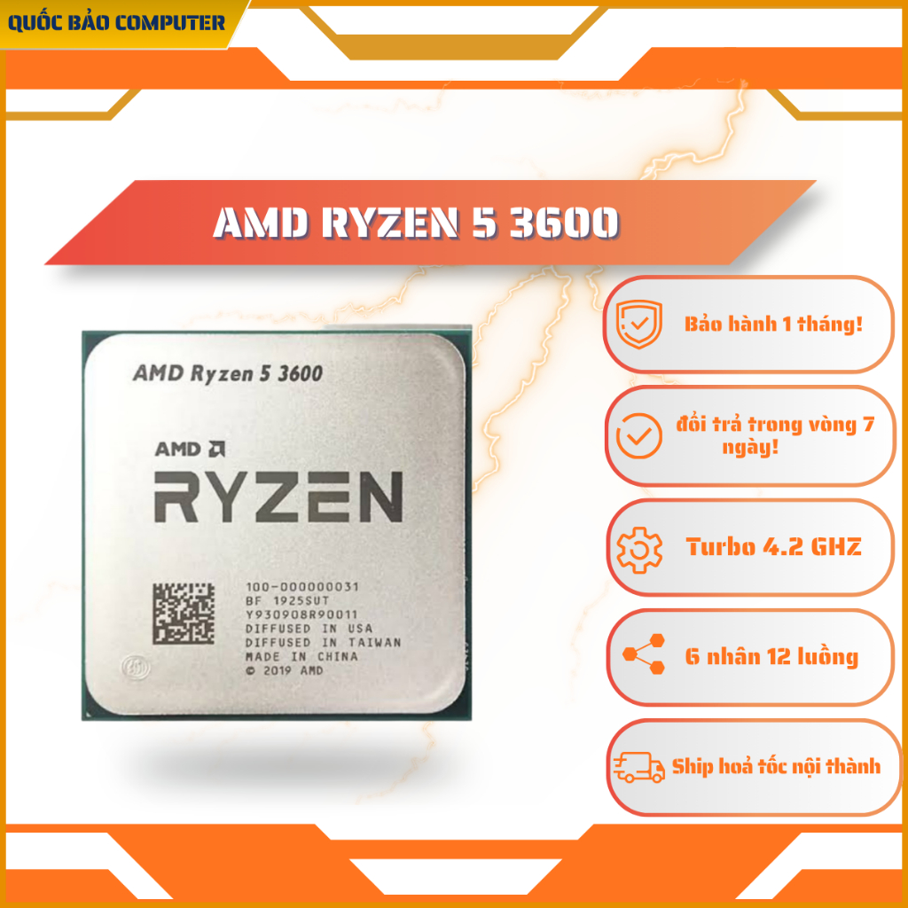 CPU Chip AMD Ryzen 5 3600 Cũ Bh 1 tháng