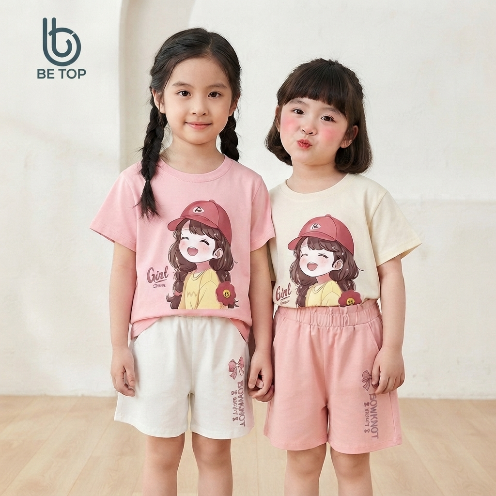 Bộ Quần Áo Bé Gái BETOP Mùa Hè, Set Đồ Bộ Siêu Xinh Mềm Mát, Thiết Kế Thời Trang Cho Bé 1-15 Tuổi