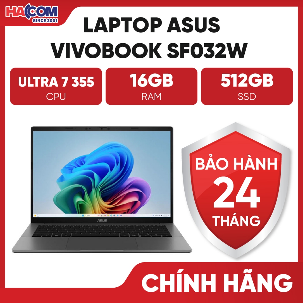 Laptop Asus VivoBook S3407AA-SF032W (U7 355/ 16GB RAM D5/ 512GB SSD/ 14 WUXGA/ W6E/ BT / Win11H/ Xám