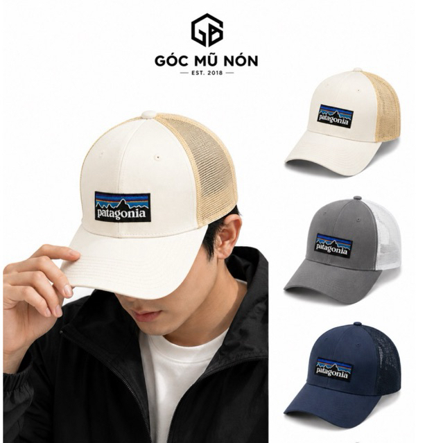 Mũ Lưỡi Trai Phối Lưới Thêu Patagonia Unisex Cao Cấp - Nón Kết Thể Thao Thoáng Khí, Form Đẹp Nam Nữ