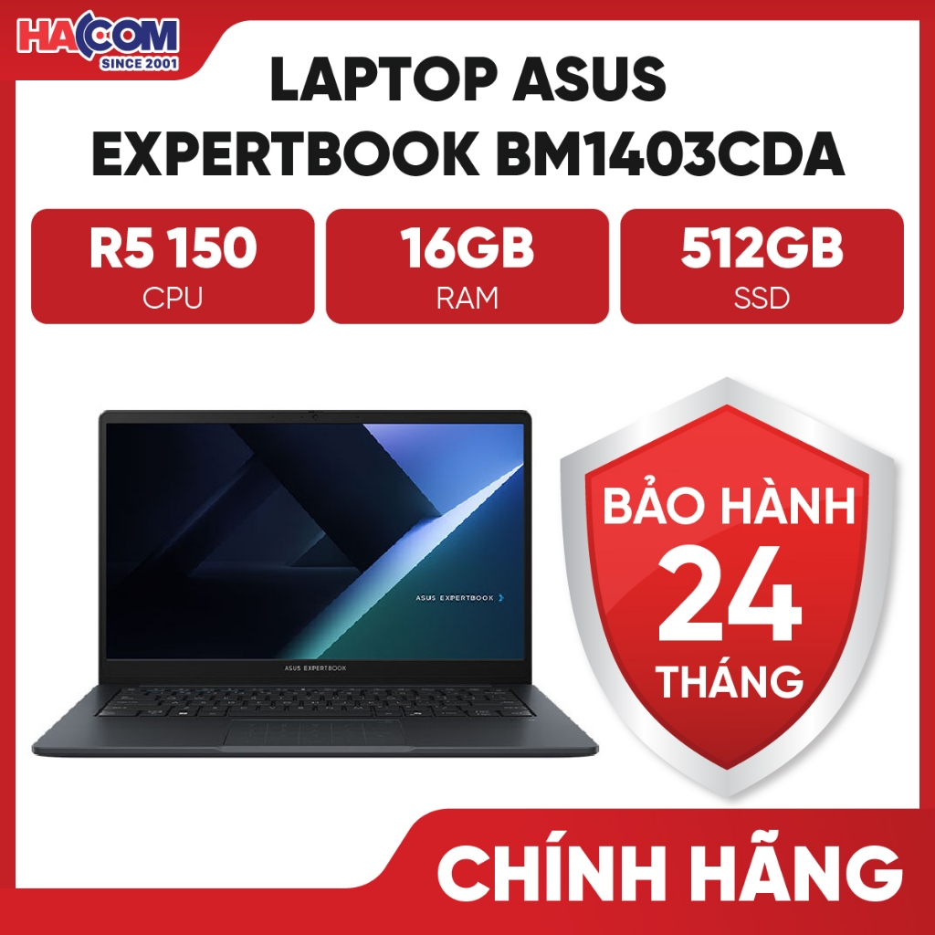 Laptop Asus Expertbook BM1403CDA-S61611W (R5 150/16GB RAM D5/512GB SSD/14 FHD/W11H/ Xám) - HACOM PC 