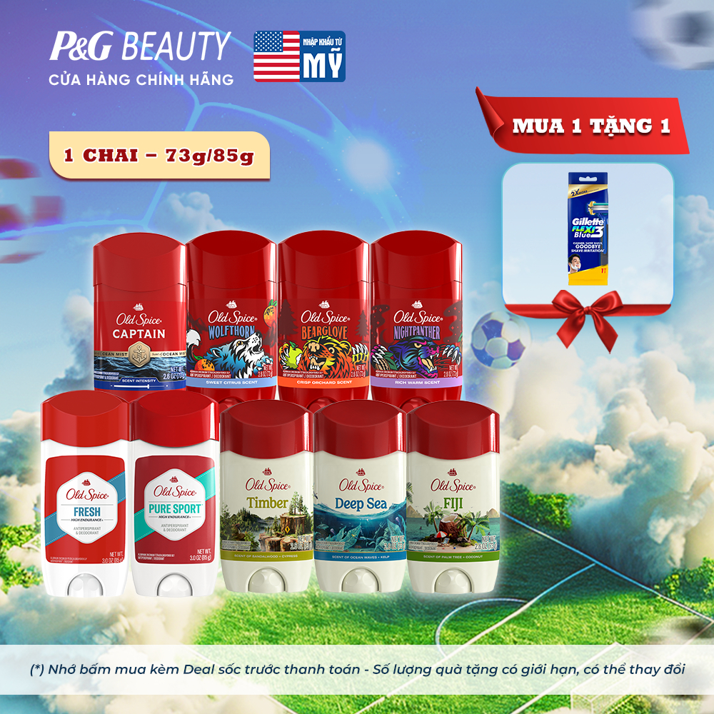 Sáp Khử Mùi ngăn tiết mồ hôi OLD SPICE 73g/85g dưỡng da săn mịn nhiều mùi hương (Sáp trắng) - Mỹ