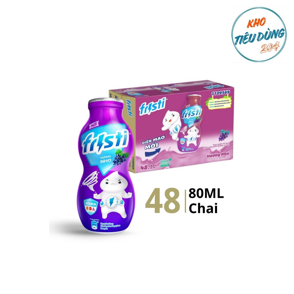[1 Thùng] Sữa Fristi Chai Nho 80Ml (48 Hộp)