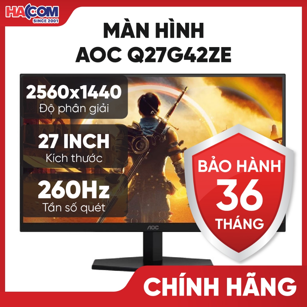 Màn hình AOC Q27G42ZE (27 inch/QHD/IPS/260Hz/0.3ms) - HACOM PC - BH 36 THÁNG