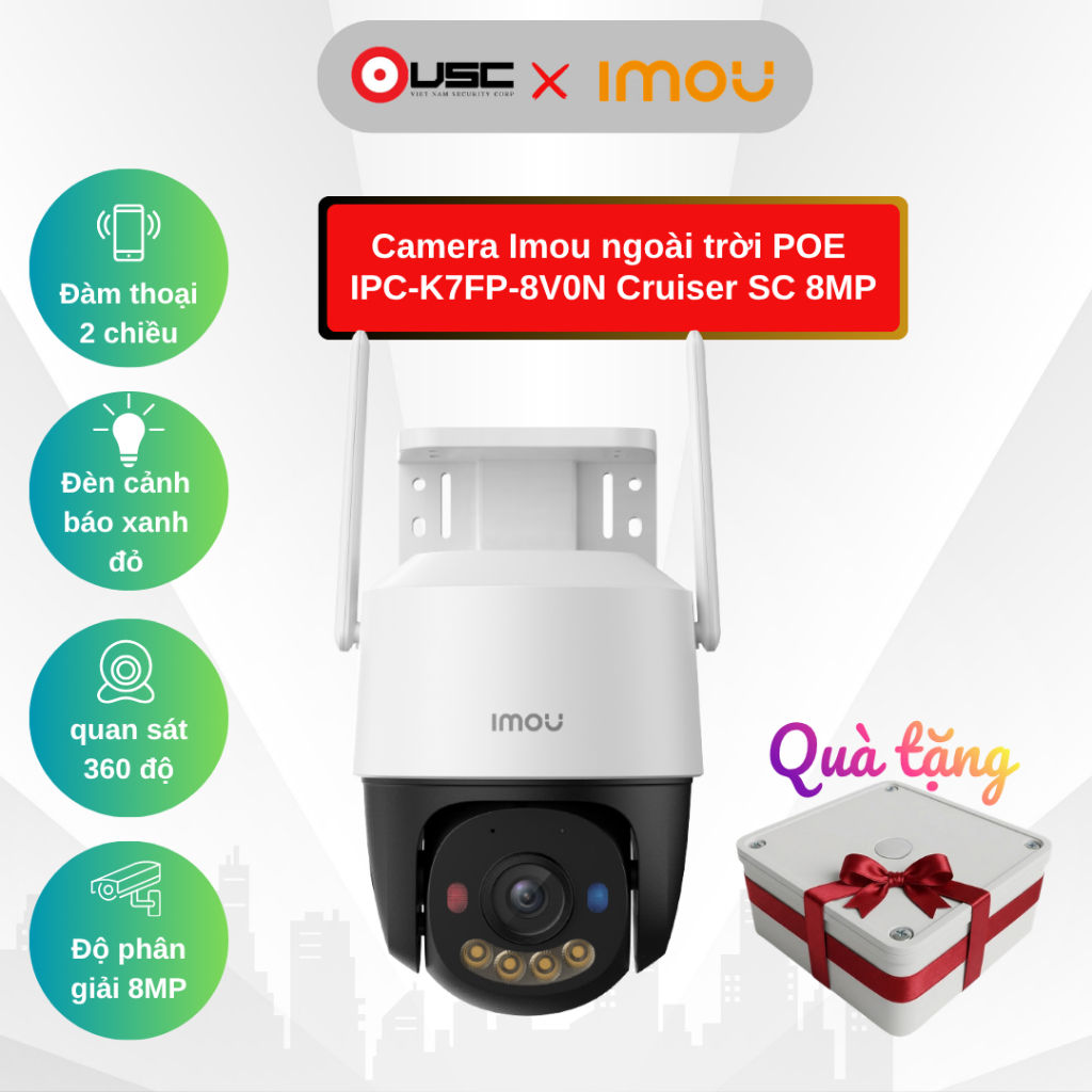 Camera IMOU wifi IPC-K7FP-8V0N Cruiser SC 8MP full tính năng,  POE một mắt lắp ngoài trời SIÊU NÉT
