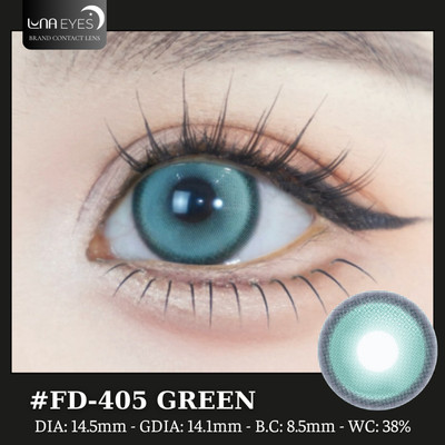 [6 tháng] Lens mắt FD-405 GREEN màu xanh ngọc viền đậm nổi bật, size lớn - thương hiệu LUNA EYES
