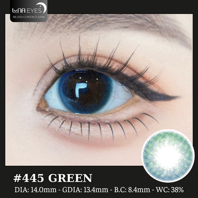 [SALE] Lens mắt 445 Green màu xanh ngọc không viền tự nhiên, size nhỏ - LUNA EYES brand
