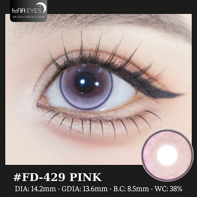 [SALE] Lens mắt FD-429 PINK màu hồng filter viền đen long lanh, size vừa - thương hiệu LUNA EYES