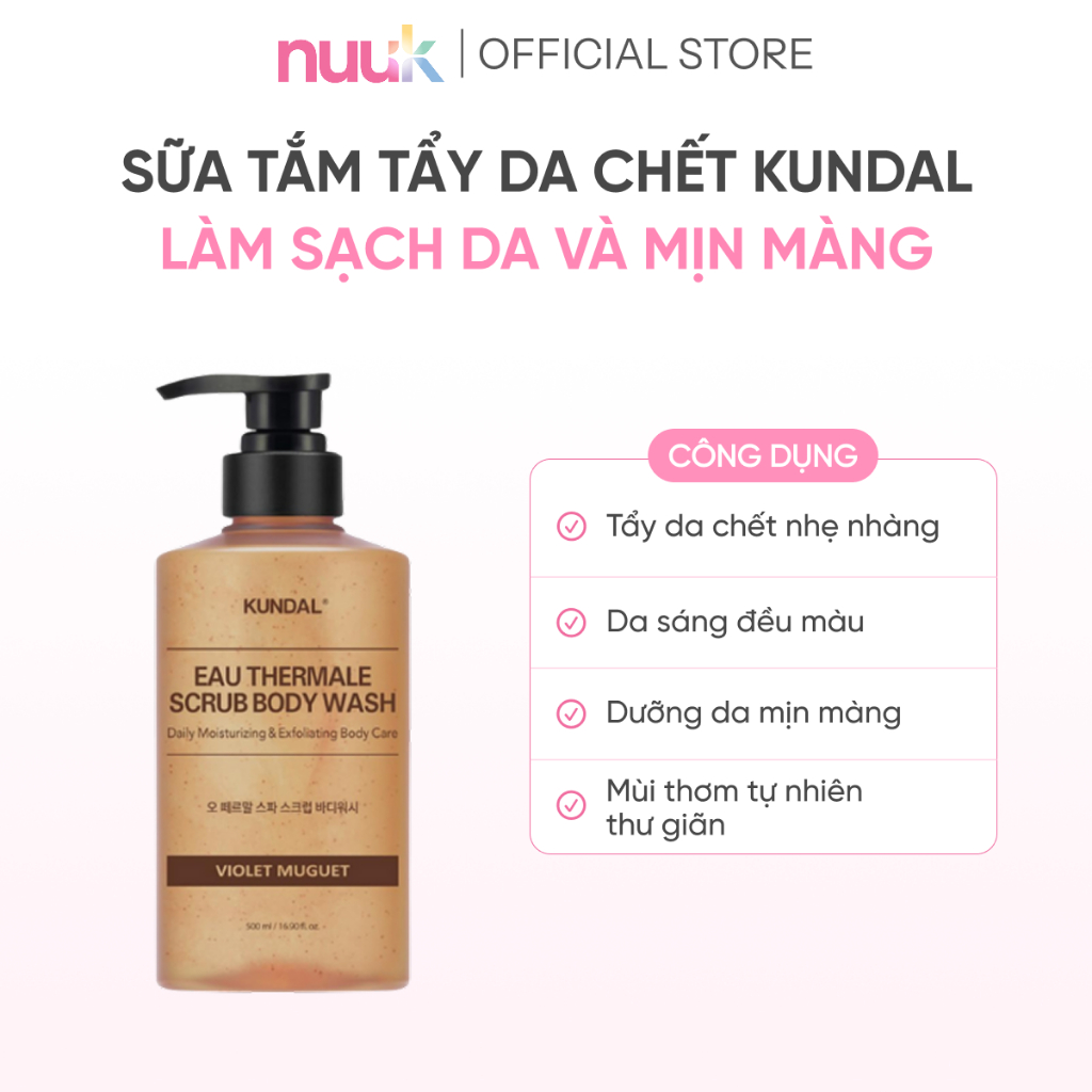 Sữa Tắm Tẩy Tế Bào Chết Kundal EAU THERMALE, Sữa Tắm Trắng Da Dưỡng Da Mịn Màng Chiết Xuất Tự Nhiên