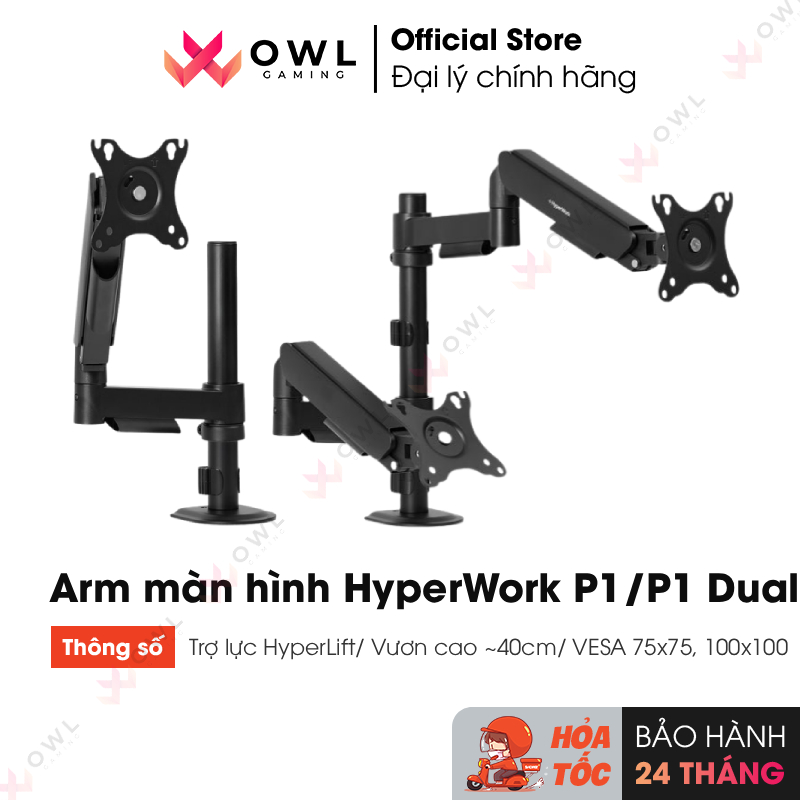 Arm màn hình HyperWork P1 Dual 2025 / P1 Single (Hàng chính hãng)