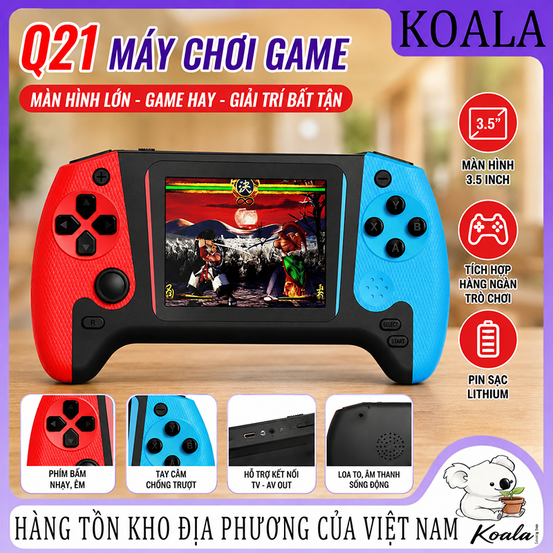 Máy chơi game cầm tay Q21 phiên bản cổ điển, thiết kế nhỏ gọn, màn hình 3.5 inch, kho 500 game huyền