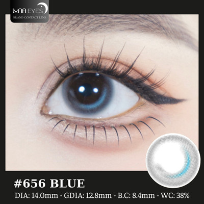[SALE] Lens mắt 656 Blue họa tiết trăng khuyết màu xanh tự nhiên, size nhỏ - LUNA EYES brand
