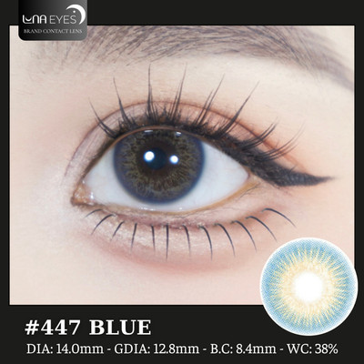 [SALE] Lens mắt 447 Blue màu xanh vân đá mắt mèo tự nhiên, size nhỏ - LUNA EYES brand