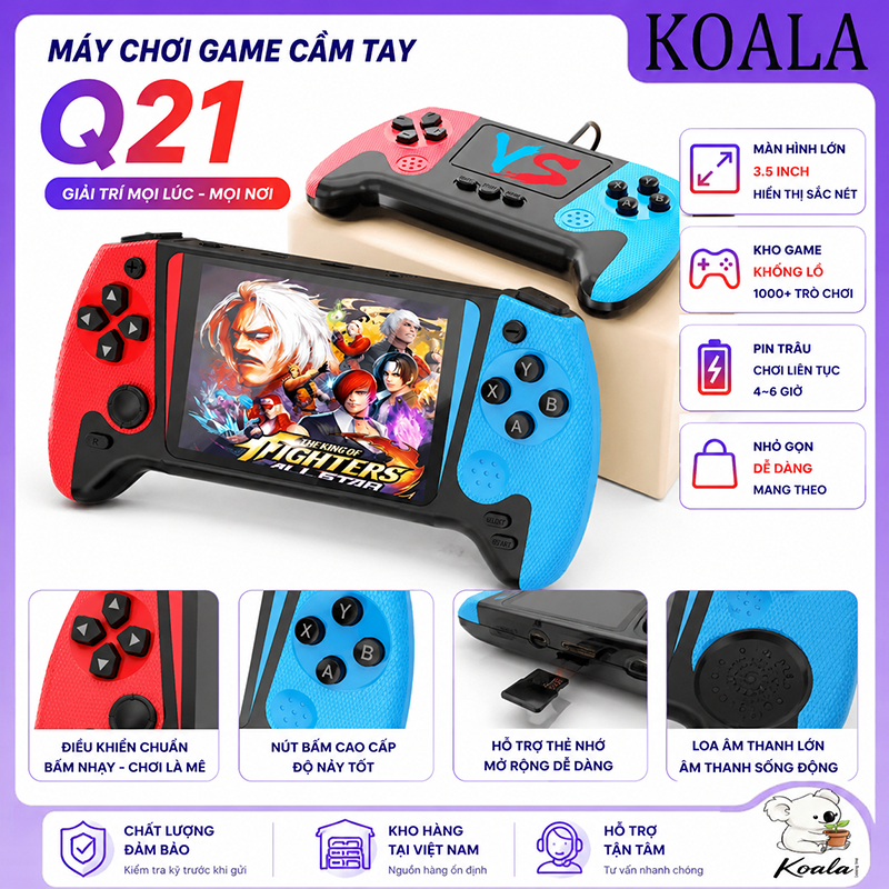 Máy chơi game Q21 cầm tay mini, game cổ điển Retro, màn hình 3.5 inch HD, 500 trò chơi tuổi thơ, chơ