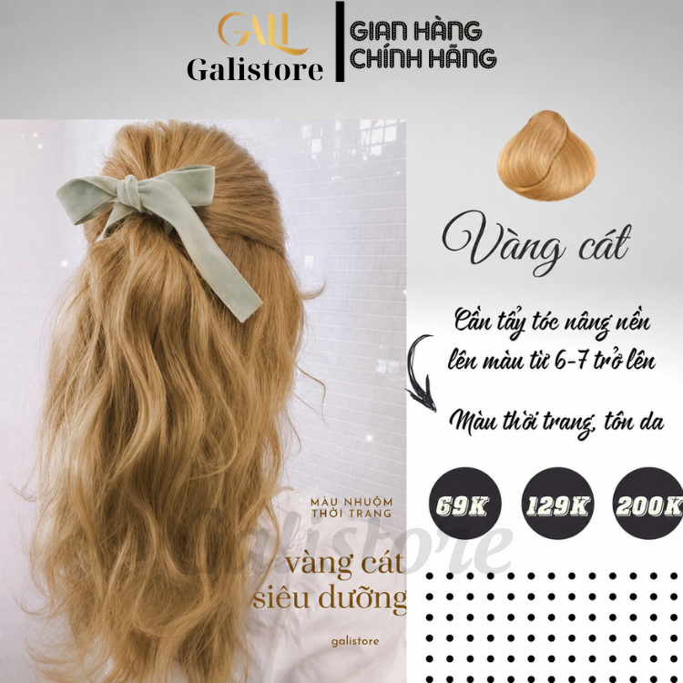 Thuốc nhuộm tóc vàng cát + tặng kèm oxy trợ dưỡng GALISTORE