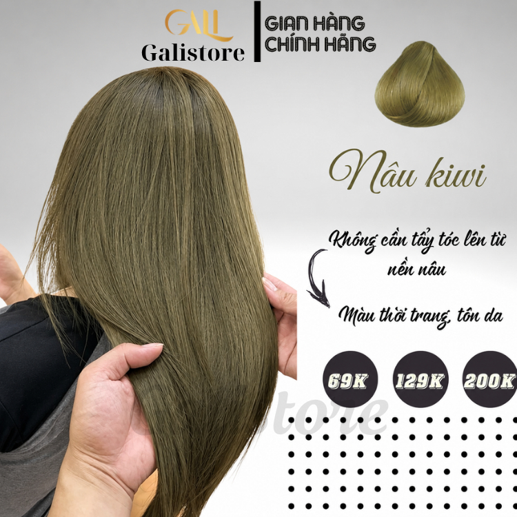 Thuốc nhuộm tóc nâu kiwi kèm oxy trợ nhuộm, màu nhuộm tóc nâu kiwi tặng kèm oxy trợ dưỡng không cần 