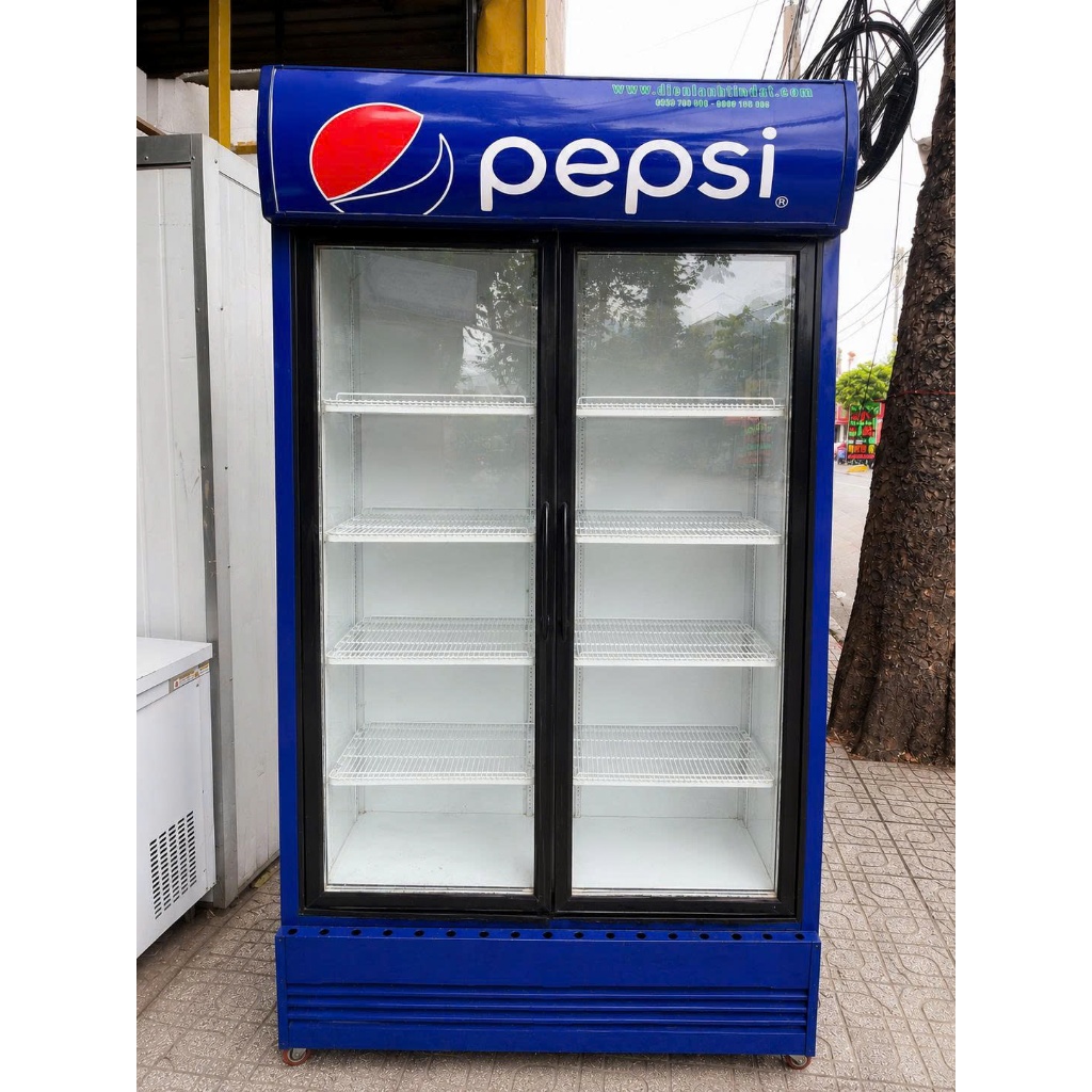 Thanh lý tủ mát 2 cánh Pepsi - 1300 lít cửa kùa - sanden intercool- hàng đẹp