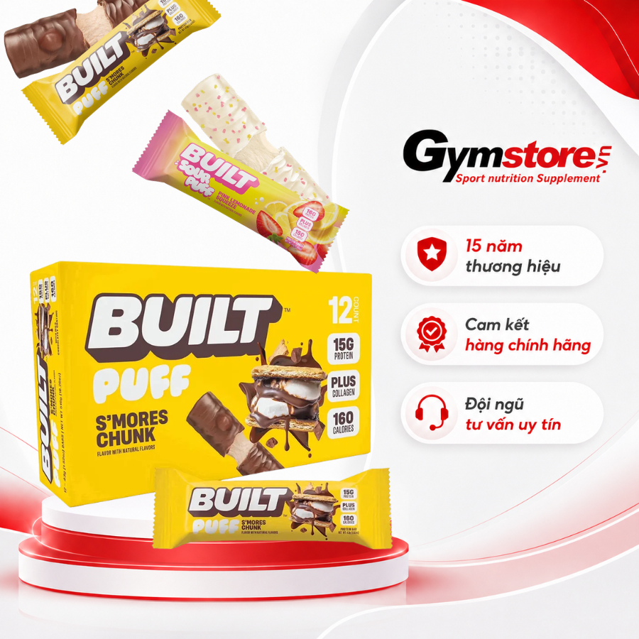 [HỘP 12 BÁNH] Bánh Protein ăn liền Built Sour Puff, mềm dẻo, vị chua ngọt - Gymstore