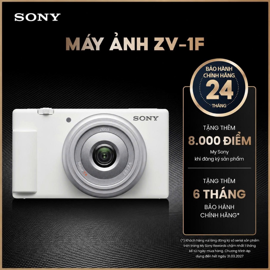 Máy ảnh vlog Sony ZV-1F cảm biến 1.0 inch 20.1MP cho hình ảnh chi tiết, ống kính 20mm góc siêu rộng q