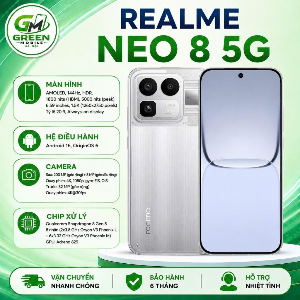 [New] Realme Neo 8  Snapdragon 8 Gen 5 | AMOLED 6.78" 165Hz | Pin 8000mAh Sạc 80W | Sẵn Tiếng Việt |