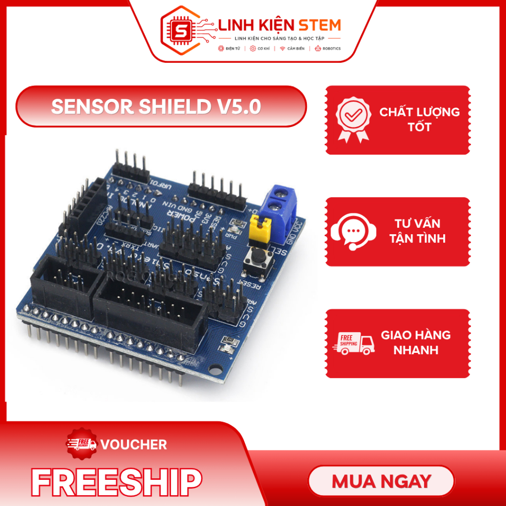 Module Arduino Sensor Shield V5.0 - Mạch Mở Rộng Arduino Uno V5.0