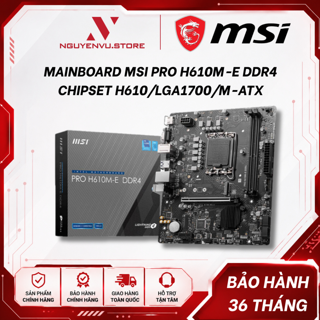 Mainboard MSI PRO H610M-E DDR4 ( Chipset H610/LGA1700/M-ATX ) - Hàng Chính Hãng