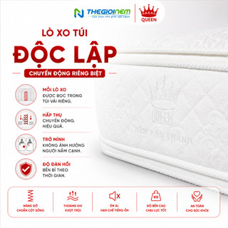 Nệm Lò Xo Túi Diamond Vạn Thành - Lò Xo Túi Độc Lập, Nâng Đỡ Đa Vùng, Bảo Hành 15 Năm, Độ Cao 30cm