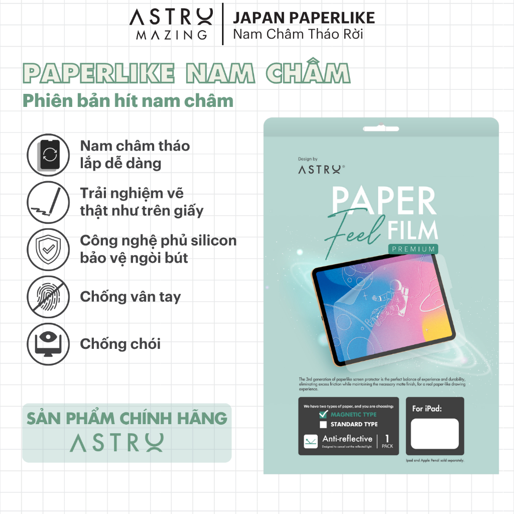 Paperlike nam châm miếng dán AstroMazing Paperfilm Paper Like dành cho iPad Air 4 5 Pro 11 Gen 9