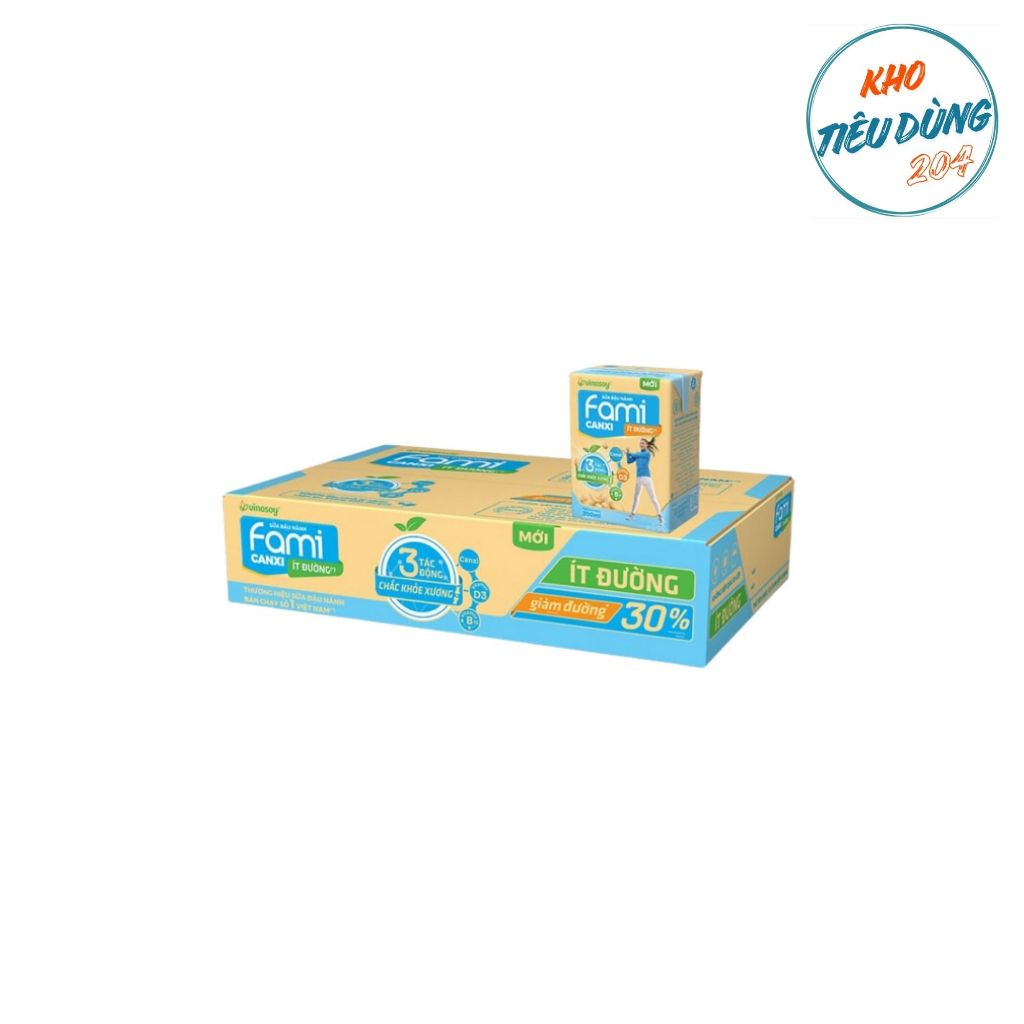 [1 Thùng] Sữa Fami Canxi Ít Đường Hộp 200Ml 36 HỘP (Xanh Da Trời)_30509