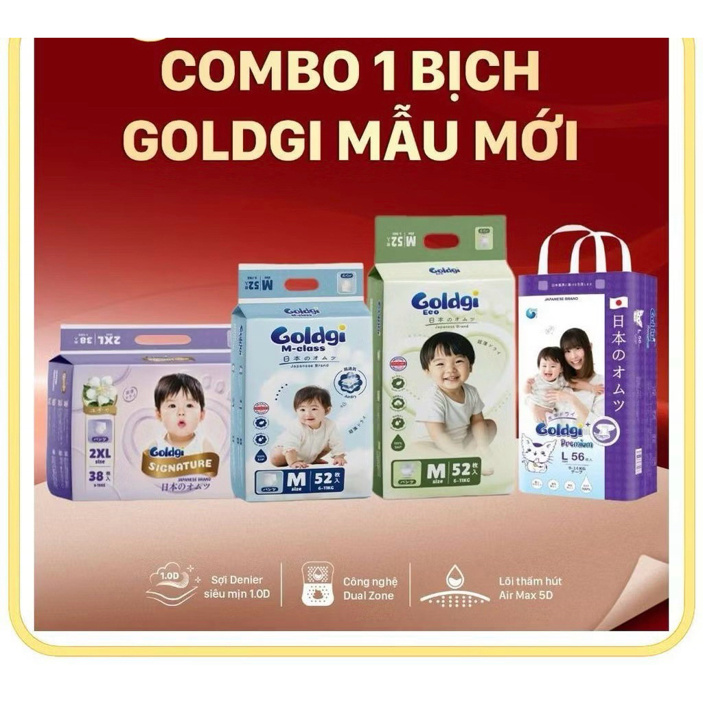 [HOẢ TỐC HN] Tã Bỉm Goldgi Signature, Goldgi Premium, Goldgi M-Class Chính Hãng Đủ Size