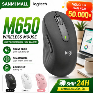 Chuột không dây Bluetooth Logitech M650, nhấp chuột êm ái, phù hợp với máy tính xách tay văn phòng