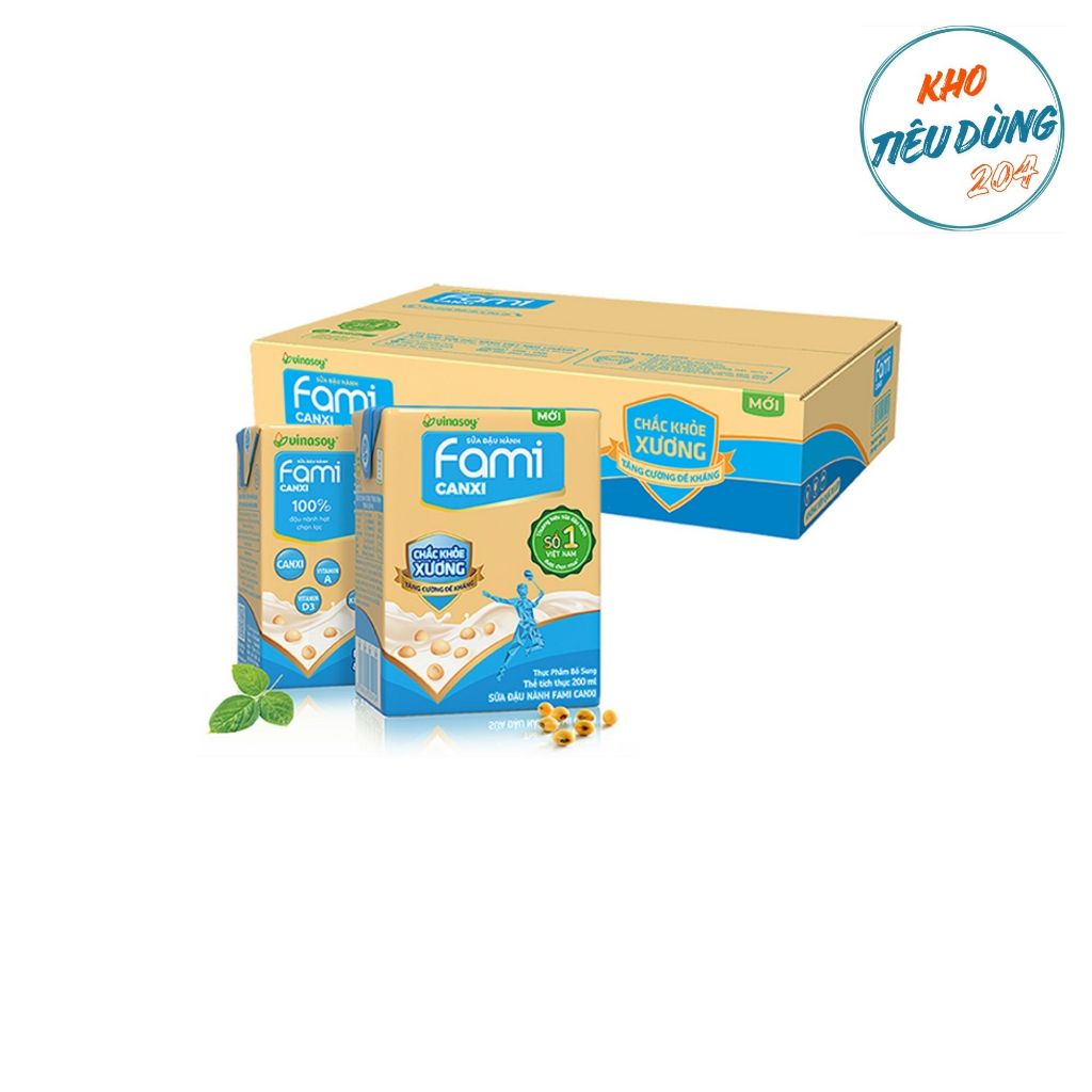 [1 Thùng] Sữa Fami Canxi HỘP 200Ml 36 HỘP (Xanh dương)