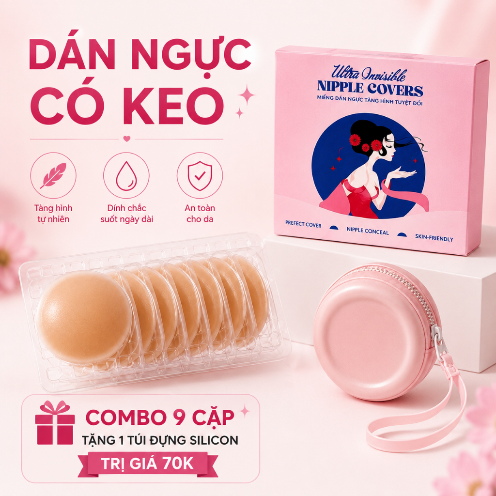 [Có Keo Tàng Hình] Miếng Dán Ngực Linara Silicone Siêu Mỏng, Không Lộ Viền, Tái Sử Dụng Nhiều Lần