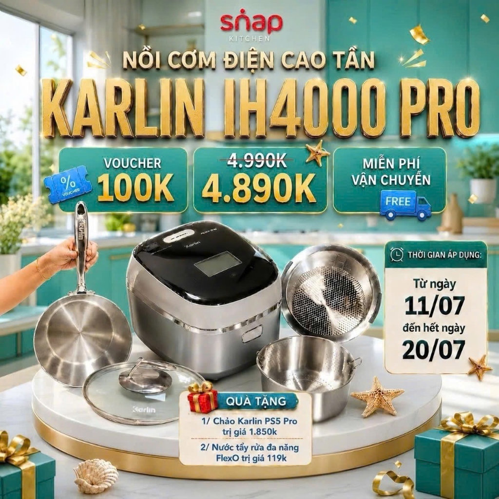 NỒI CƠM CAO TẦN KARLIN IH4000 PRO song ngữ