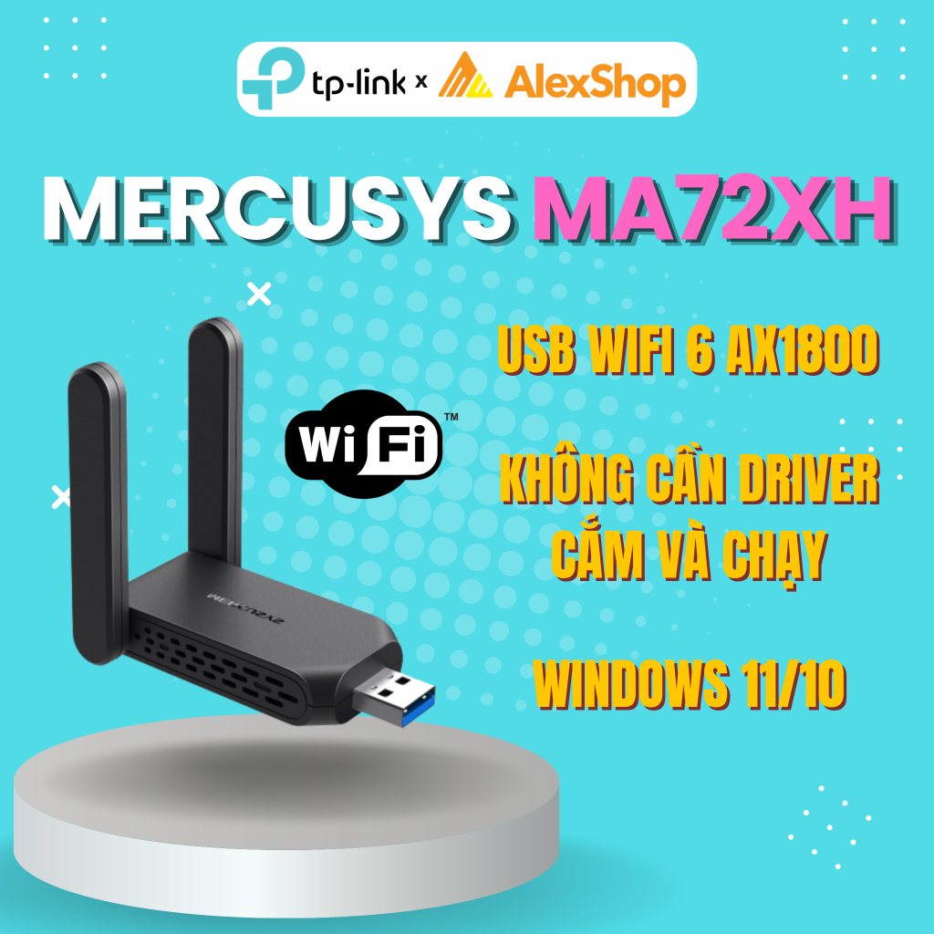 [AX1800] Mercusys MA72XH USB Wi-Fi Băng Tần Kép AX1800 Độ Lợi Cao