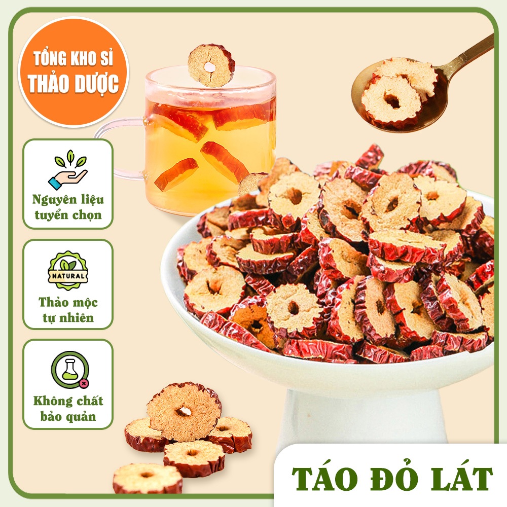 Táo đỏ thái lát 1kg, táo đỏ Hàn Quốc sấy giòn, không tẩm đường, dùng pha trà, chưng yến, nấu chè
