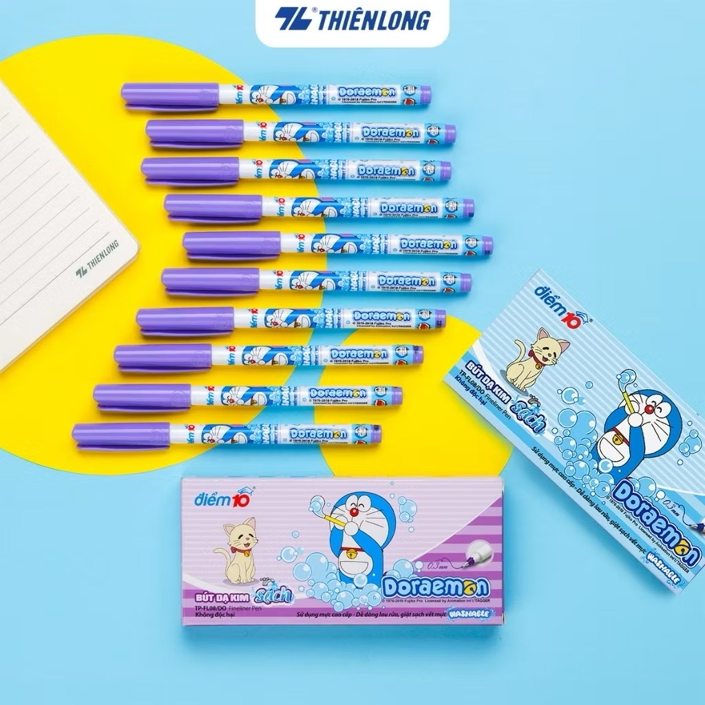 [FL08/DO - CHÍNH HÃNG] HỘP 10 Cây Bút Lông Kim/ Bút Dạ Kim DOREAMON FL-08/DO - FL 08/DO Điểm 10 Thiê